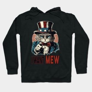 I Want Mew - Patriotic American Pride Cat Hoodie